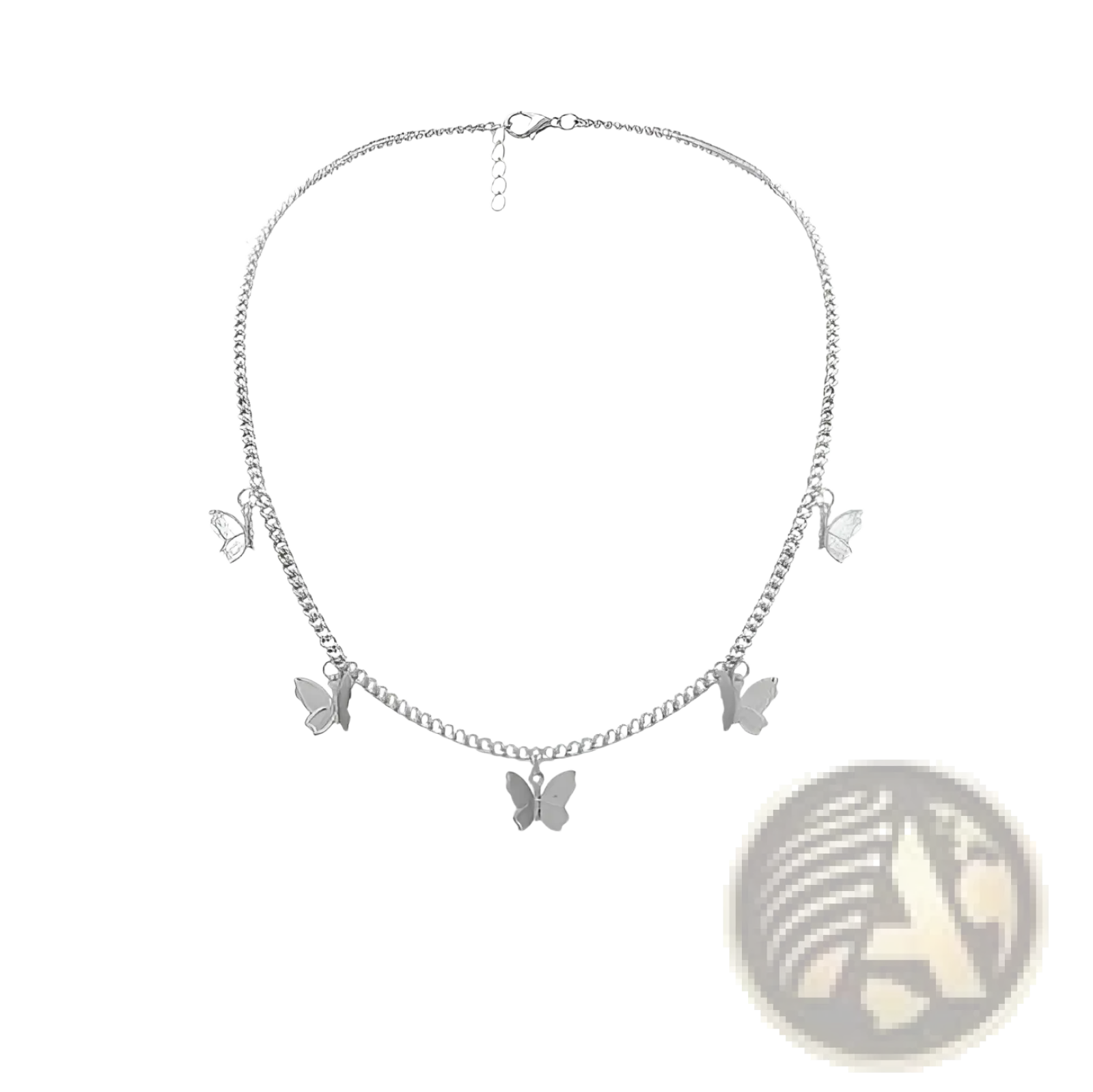 Silver chain necklace with five delicate butterfly charms elegant butterfly charm choker in silver and gold