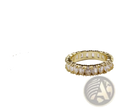 Gold-toned eternity ring with a continuous row of clear faceted stones from elegant eternity gemstone and pearl collection