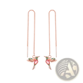 Rose gold hummingbird ear wires with pink and green gemstone accents for elegant crystal tassel drop earrings for women