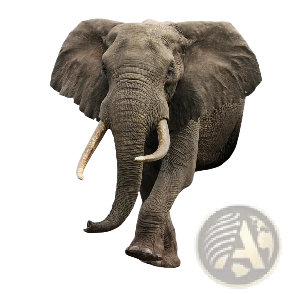Elephant 3d canvas wall art features a realistic gray elephant with white tusks emerging from a cracked textured wall mural