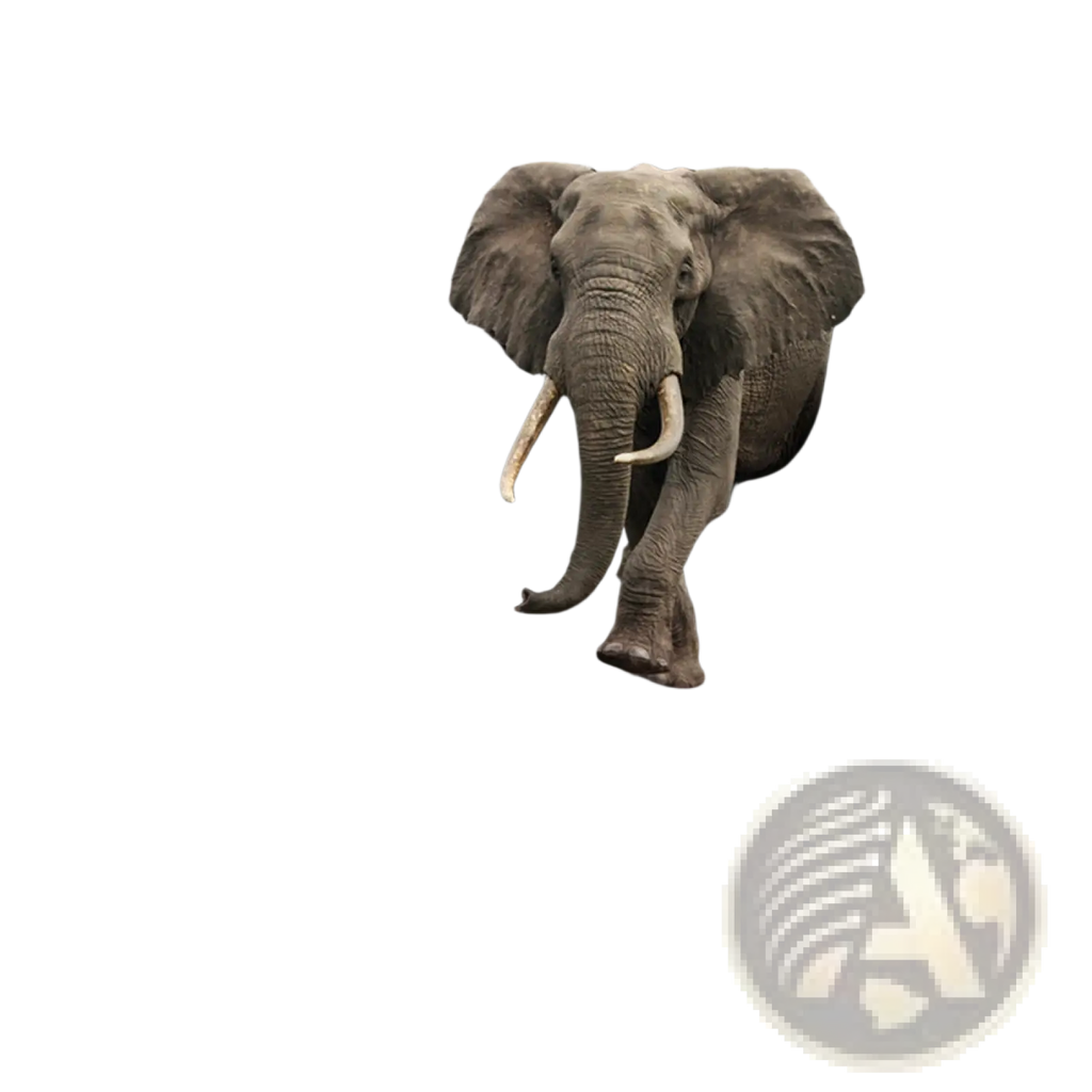 A realistic gray elephant with white tusks bursts through a cracked textured wall in 3d canvas wall art decor