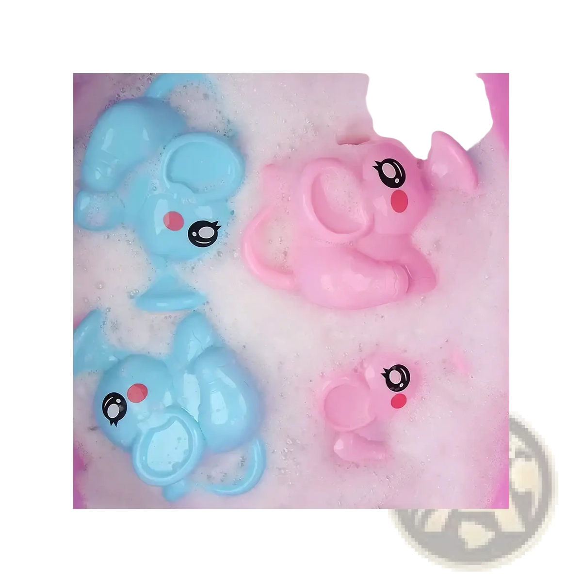 Pink and blue plastic elephant baby bath shower toys with cute cartoon eyes and rosy cheeks water sprayers