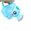 Light blue plastic elephant-shaped baby bath toy water sprayer with black and pink facial features