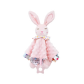 Elephant baby comforter blanket soft plush toy featuring a pink plush bunny with embroidered face and polka-dotted collar