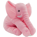 Pink plush elephant toy soft stuffed animal pillow for kids with soft fabric embroidered black eye and white tusks