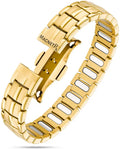 Ellipsemax gold titanium 5000 gauss magnetic bracelet with gold-tone metal bracelet and polished interlocking links