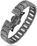 Dark gray ceramic watch band with sleek interlocking links and magnetrx engraved clasp for ellipsemax men’s bracelet