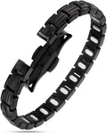 Ellipsemax black titanium magnetic link bracelet with sleek interlocking links and polished finish
