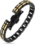 Ellipsemax black and gold segmented magnetic bracelet with sleek interlocking links in a two-tone design