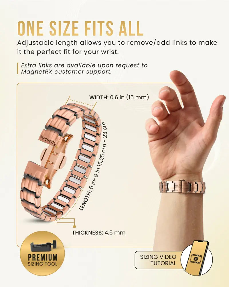 Ellipsemax rose gold pure copper magnetic link bracelet with interlocking links and sleek modern design