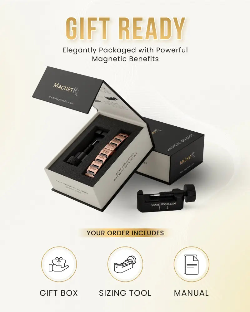 Ellipsemax Viking rose gold magnetic copper bracelet for men with sleek modern design and black accents