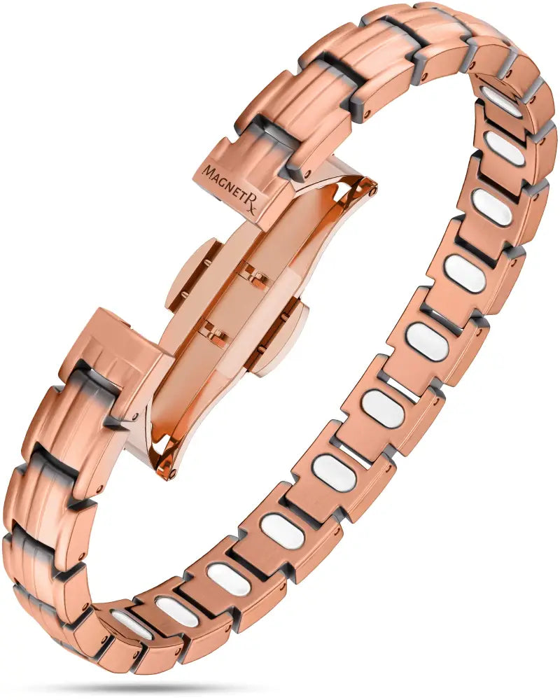 Ellipsemax magnetic rose gold copper therapy bracelet with sleek interlocking link design and polished finish