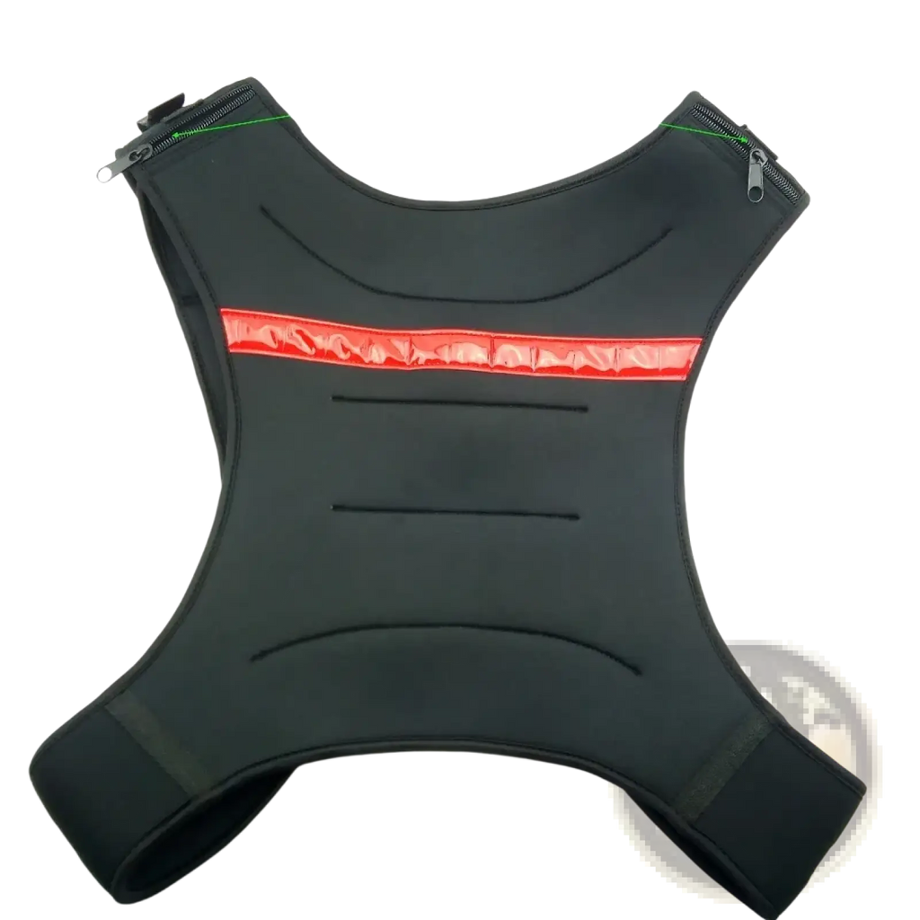 Eluanshi weighted vest black neoprene with reflective red stripe and shoulder zipper closures for fitness training