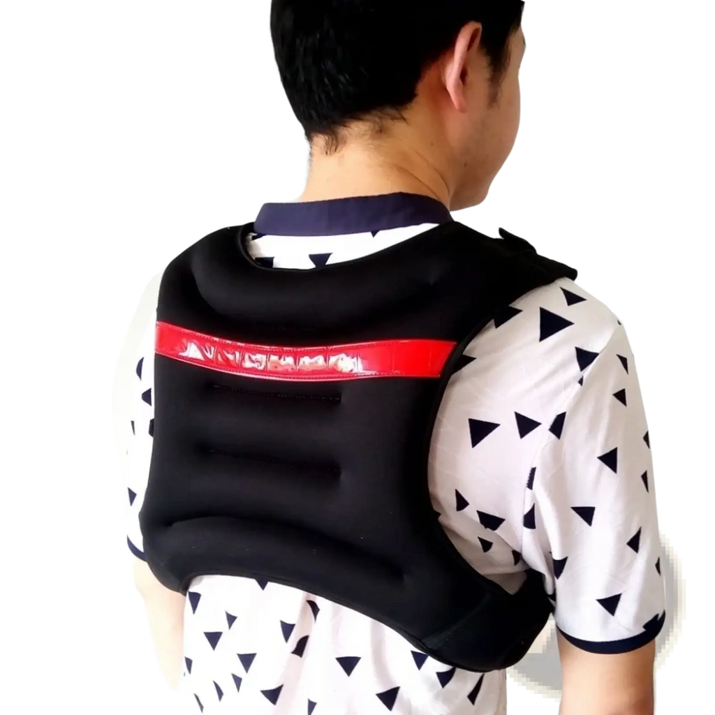 Eluanshi weighted vest black neoprene with red reflective stripe and adjustable shoulder straps for fitness training