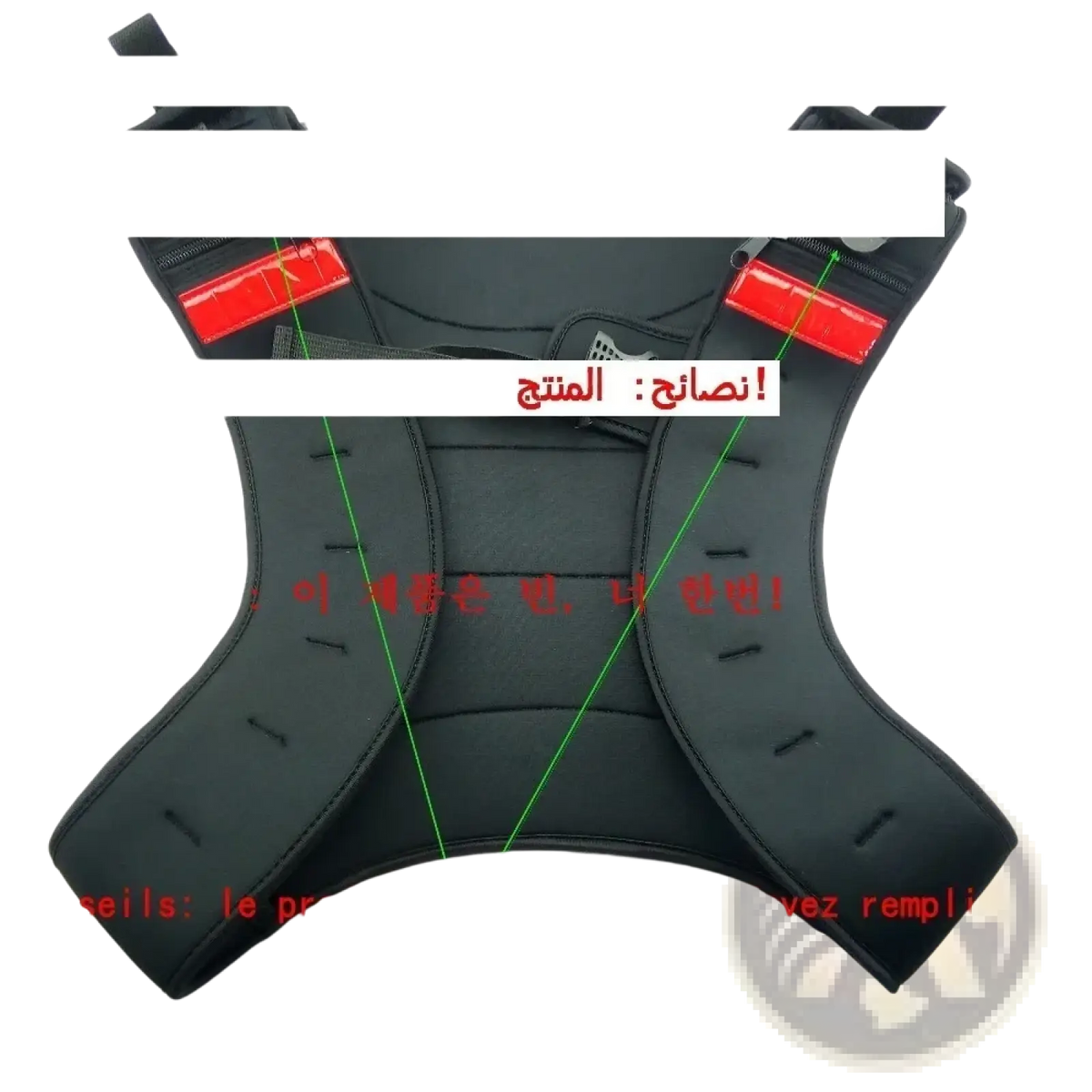 Eluanshi weighted vest padded black waist support with red reflective strips for fitness and strength training use