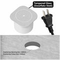 Silver tempered glass embedded wireless desktop charger 15w with snowflake steel finish and circular lightning bolt design
