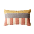 Rectangular embroidered geometric cushion cover in mustard yellow gray and terracotta textured fabric 45x45cm 30x50cm