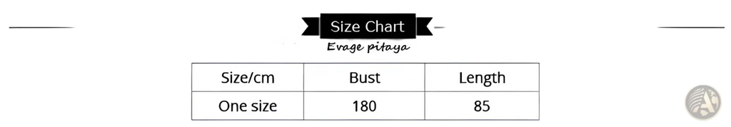 Size chart for evage pitaya embroidered lace v neck beach cover up dress showing one size bust 180 cm length 85 cm
