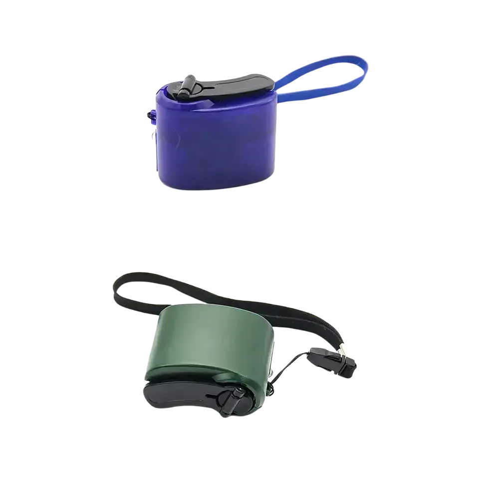 Blue and black emergency charger hand crank usb power bank with retractable cable for digital devices use