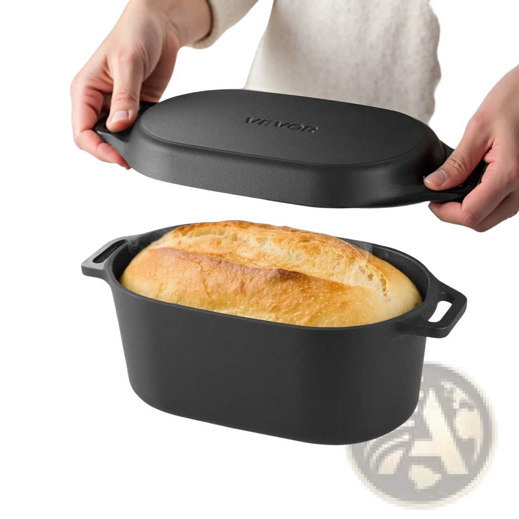 Black enameled cast iron dutch oven 3.5 qt oval pot with matte finish loaf pan and sturdy handles for easy handling