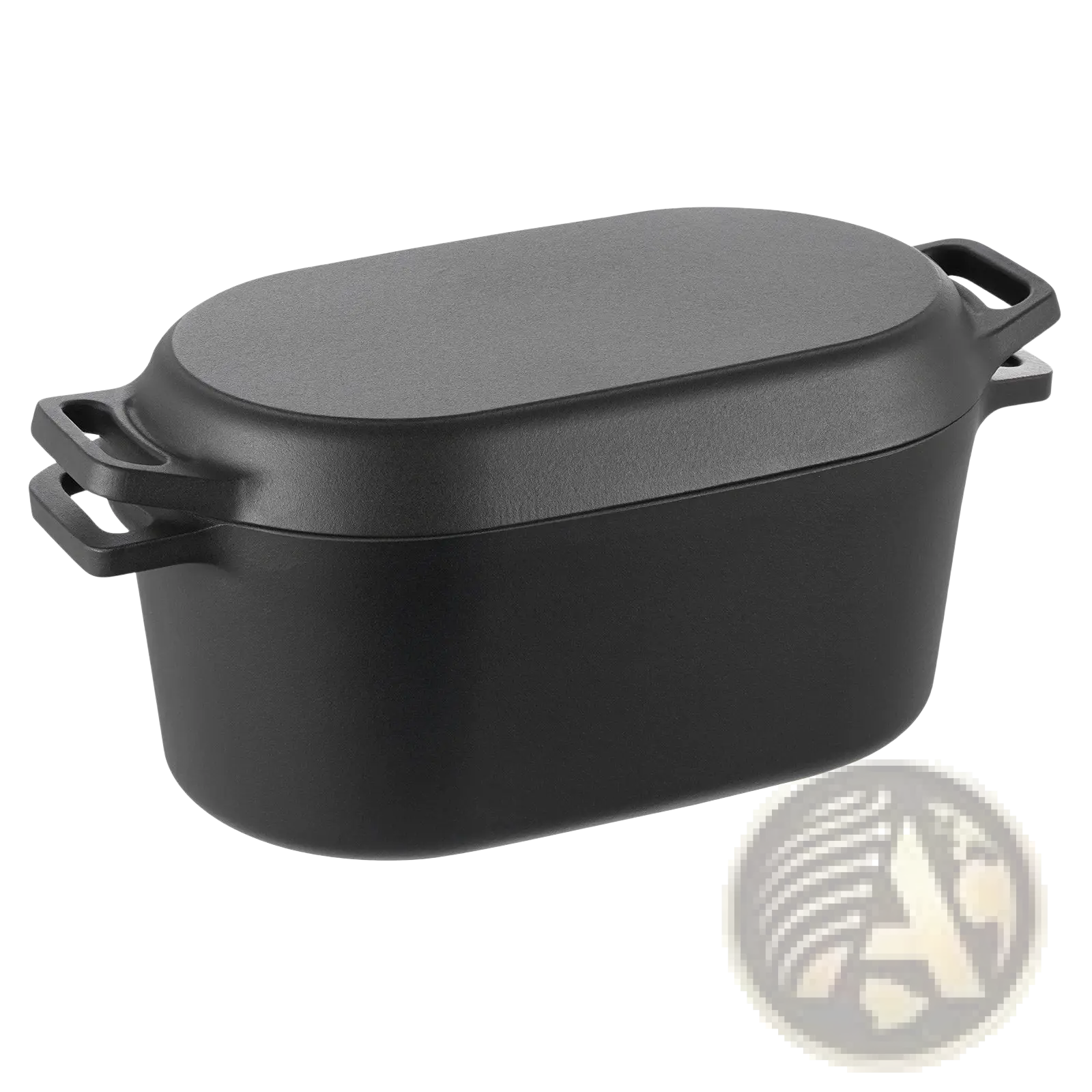 Enameled cast iron dutch oven 3.5 qt black oval pot with matching lid and side handles for versatile cooking
