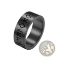 Black stainless steel engraved runic titanium steel band ring for men and women with detailed symbols