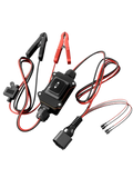 Black plastic epb caliper motor release tool with red and black cables clamps and toggle switch for car repair