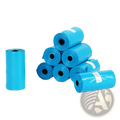 Bright blue plastic roll of epi degradable dog waste bags with 120 count for pet waste disposal