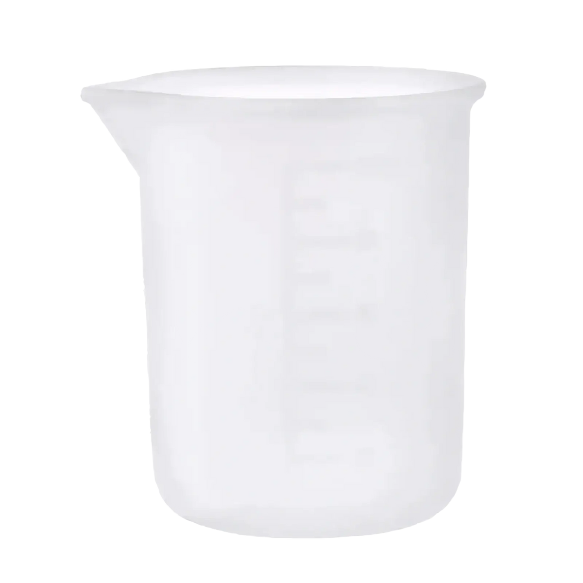 Translucent white plastic beaker with measurement markings from epoxy resin mixing tool set for diy jewelry making