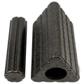Black textured foam roller with fluted design and triangular end cap from epp triangle foam yoga block and roller