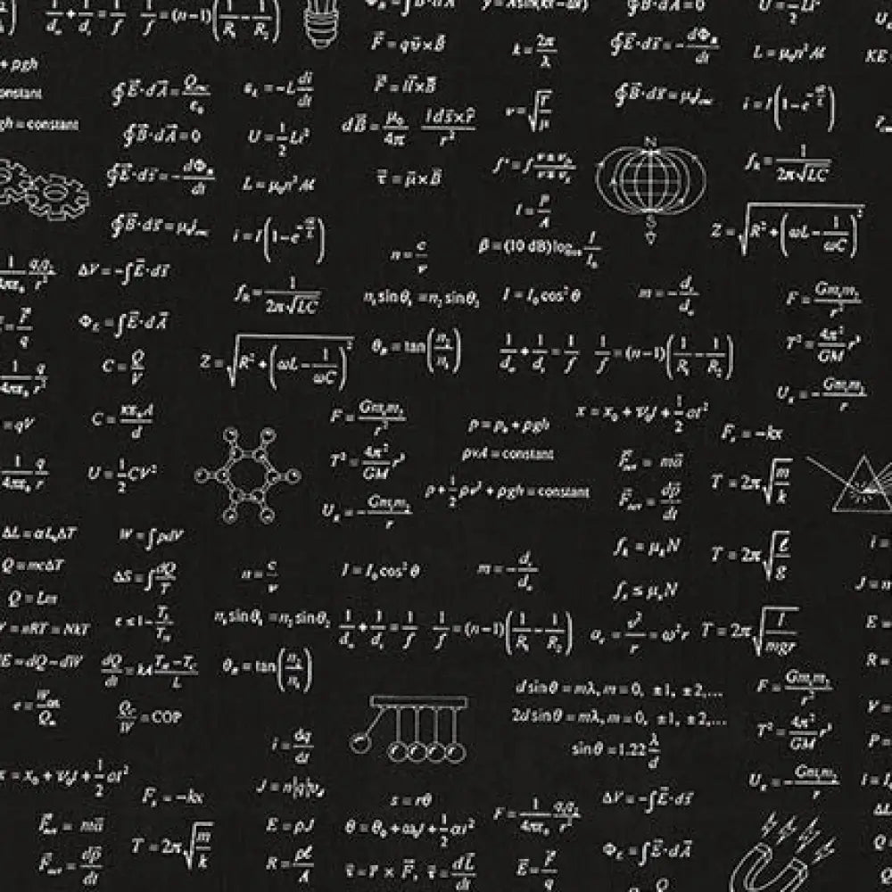 Equations print sleeveless skater dress with pockets in black fabric featuring white mathematical equations and scientific symbols