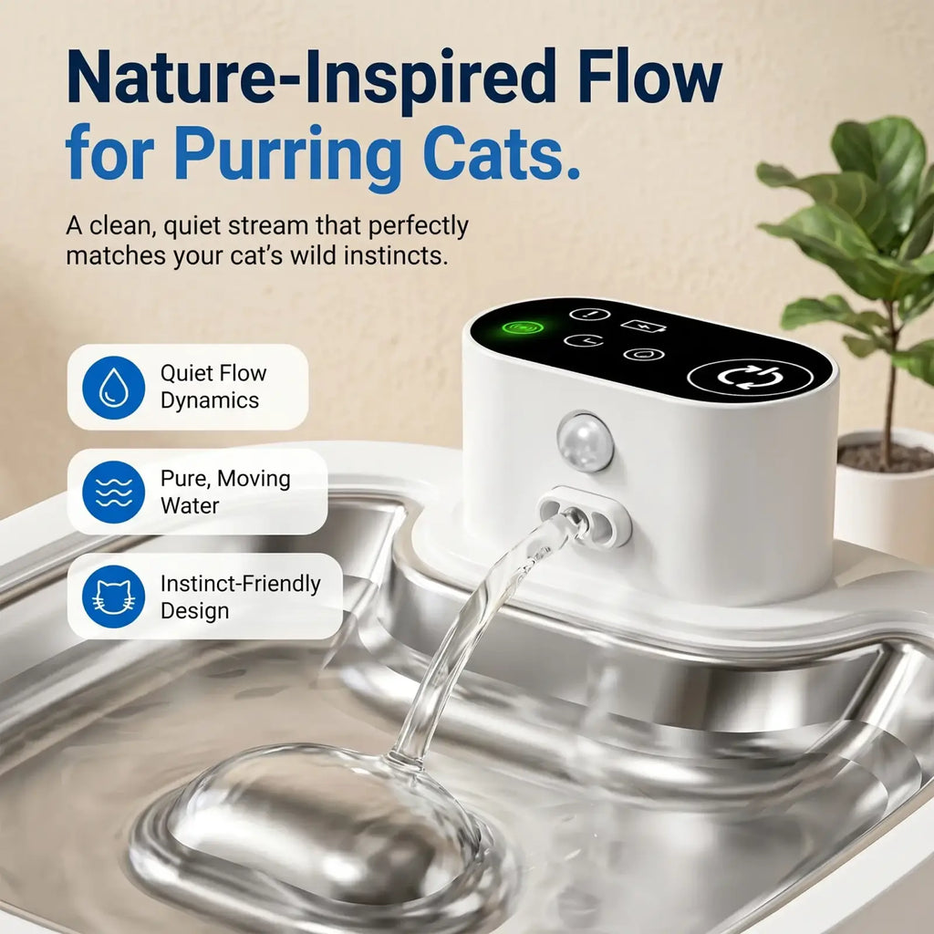 Eramong stainless steel pet water fountain 3.5l with white digital design and sleek modern stainless steel basin