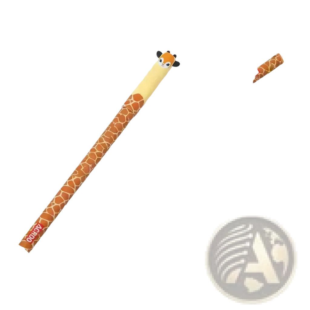Erasable animal gel pen in orange and cream with giraffe-themed 3d design and thermal ink for precision writing