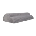 Gray suede-textured lumbar support pillow designed for ergonomic footrest with lumbar support and led lighting