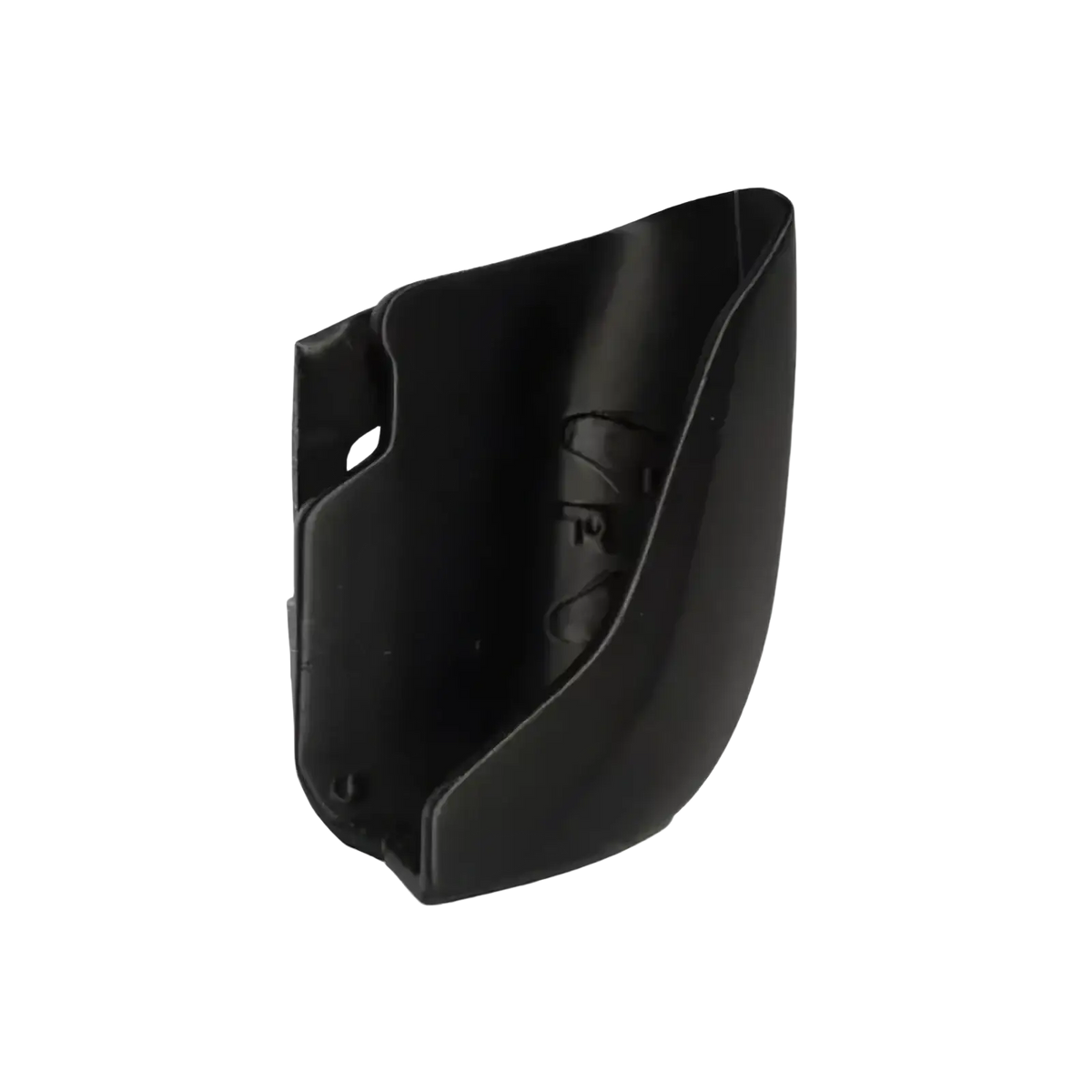 Ergonomic handheld console grip handle 2pcs with black glossy plastic housing and molded contours shown from the back side
