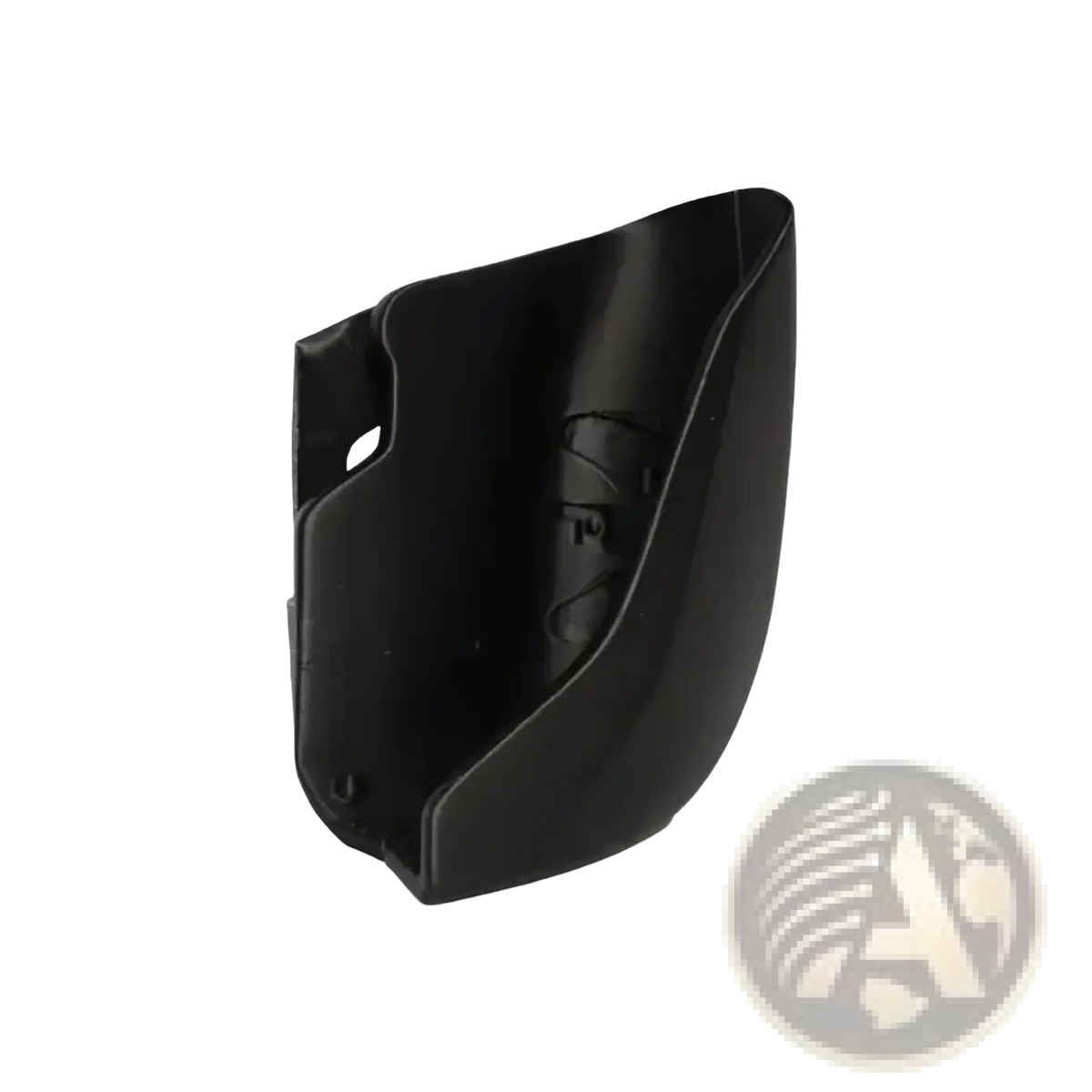Ergonomic handheld console grip handle 2pcs with black glossy plastic housing and molded contours shown from the back side