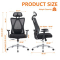 Black ergonomic mesh office chair with padded seat, adjustable armrests, and five-star base for office use
