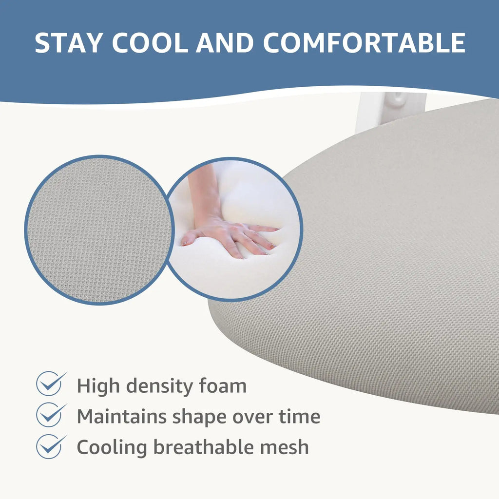 Ergonomic mesh office chair cushion in light gray high density foam with cooling breathable mesh cover