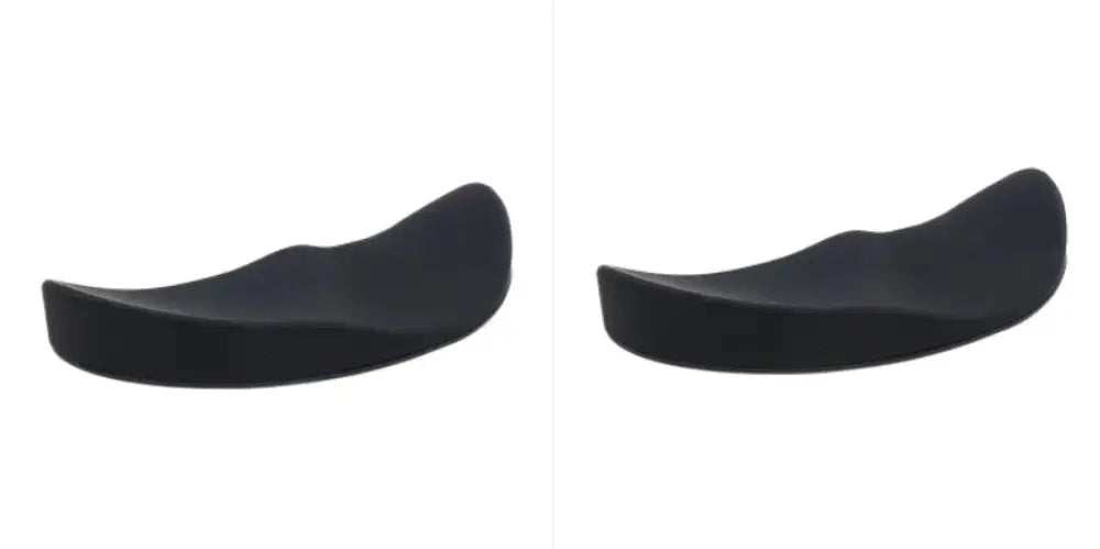 Black ergonomic silicone gel mouse wrist rest with smooth contoured design and gliding base for comfort