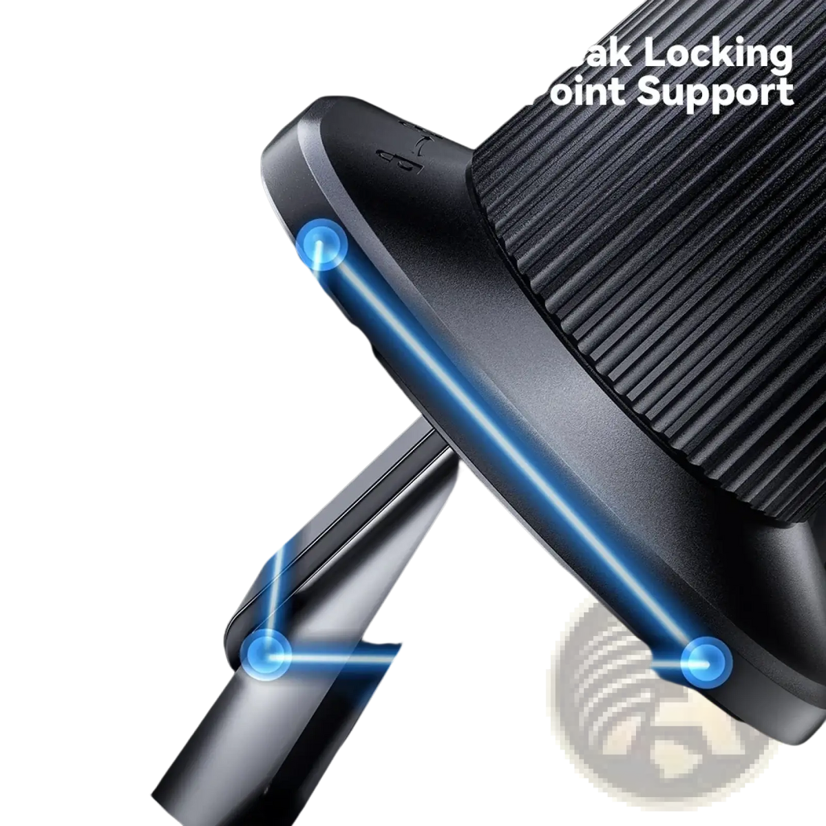 Black essager 15w magnetic wireless car charger mount tripod with textured ribbed locking mechanism and triple-point support