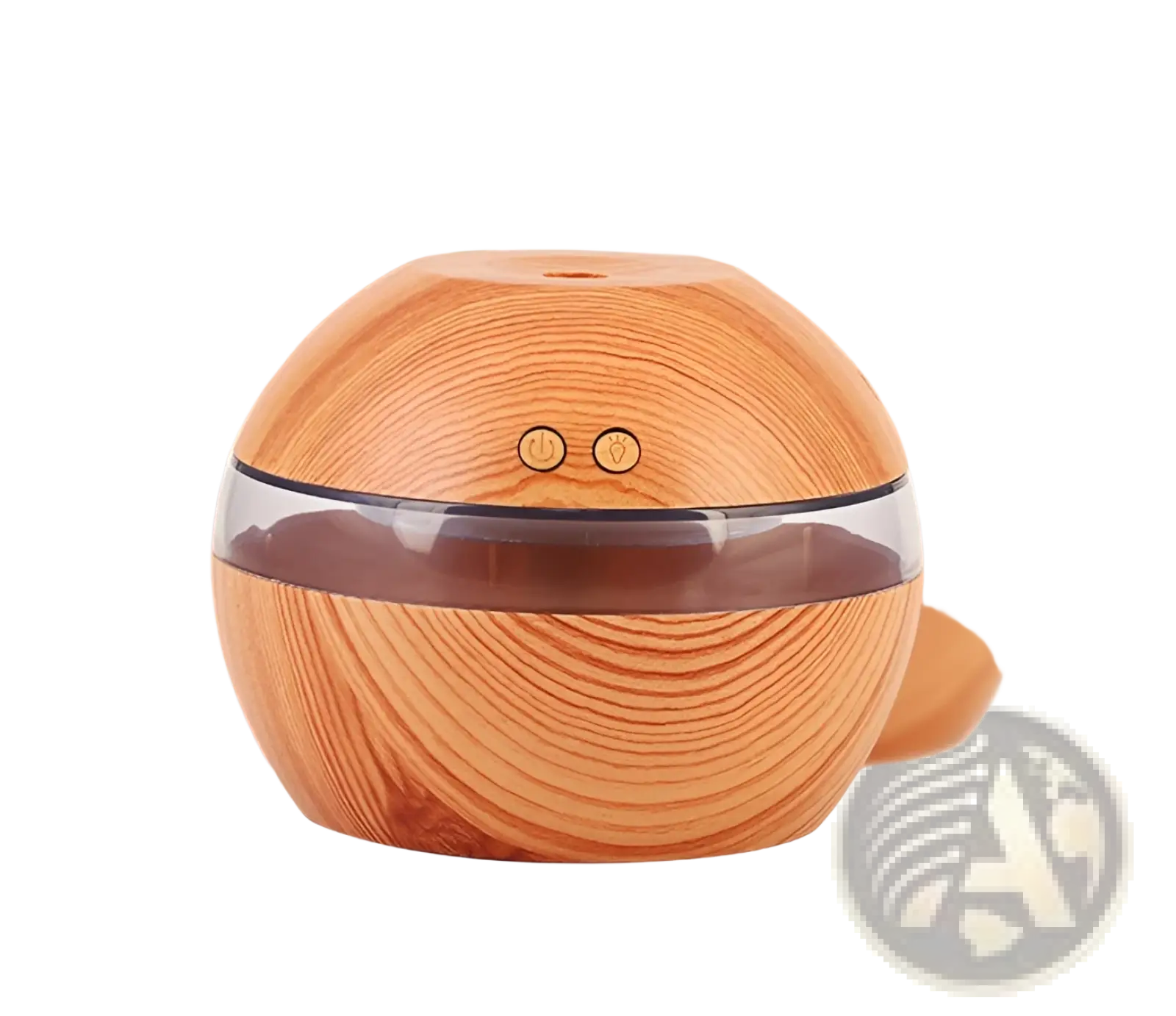 Essential oil diffuser 300ml usb wood grain humidifier with spherical wood finish, transparent reservoir, and two buttons