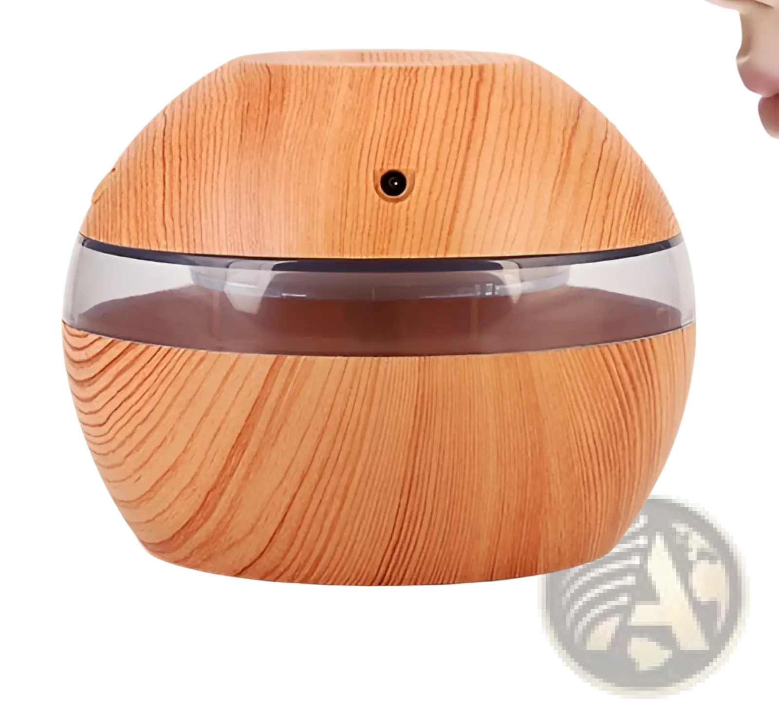 Essential oil diffuser 300ml usb wood grain humidifier with spherical wood-grain finish transparent reservoir and black band