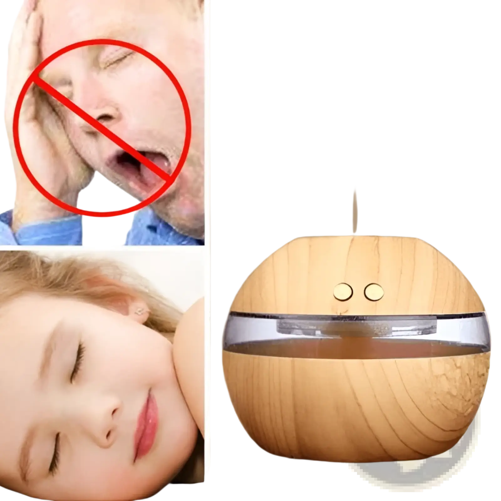 Wooden spherical essential oil diffuser with a silver metallic band and two buttons usb wood grain humidifier 300ml