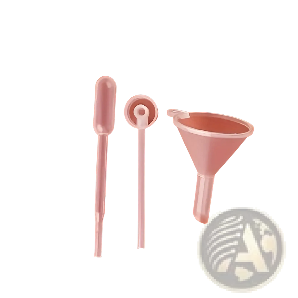 Transparent plastic essential oil dispenser tool set with pipette dropper and conical funnel 3pcs mini funnels