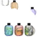 Colorful rectangular glass bottles with black caps and embossed leaf designs for essential oil refill 50ml V01pro diffuser