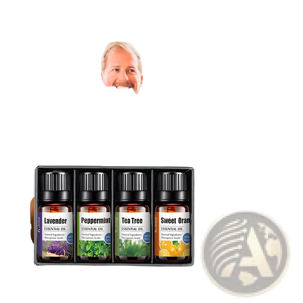 Wooden diffuser with a white top and control panel included in an essential oil set 4 pack for home aromatherapy