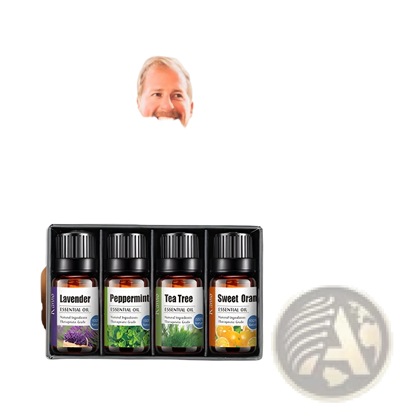 Wooden diffuser with a white top and control panel included in an essential oil set 4 pack for home aromatherapy