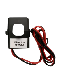 Black et3k dbkct24 current transformer with red and black wiring shown on the back side of etek evse protocol controller 2.0