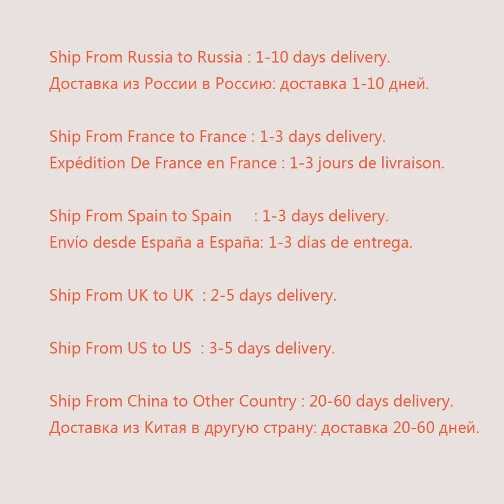 Back side of euqee bakery fragrance oil set 6 x 10ml bottle displaying shipping delivery times in multiple languages