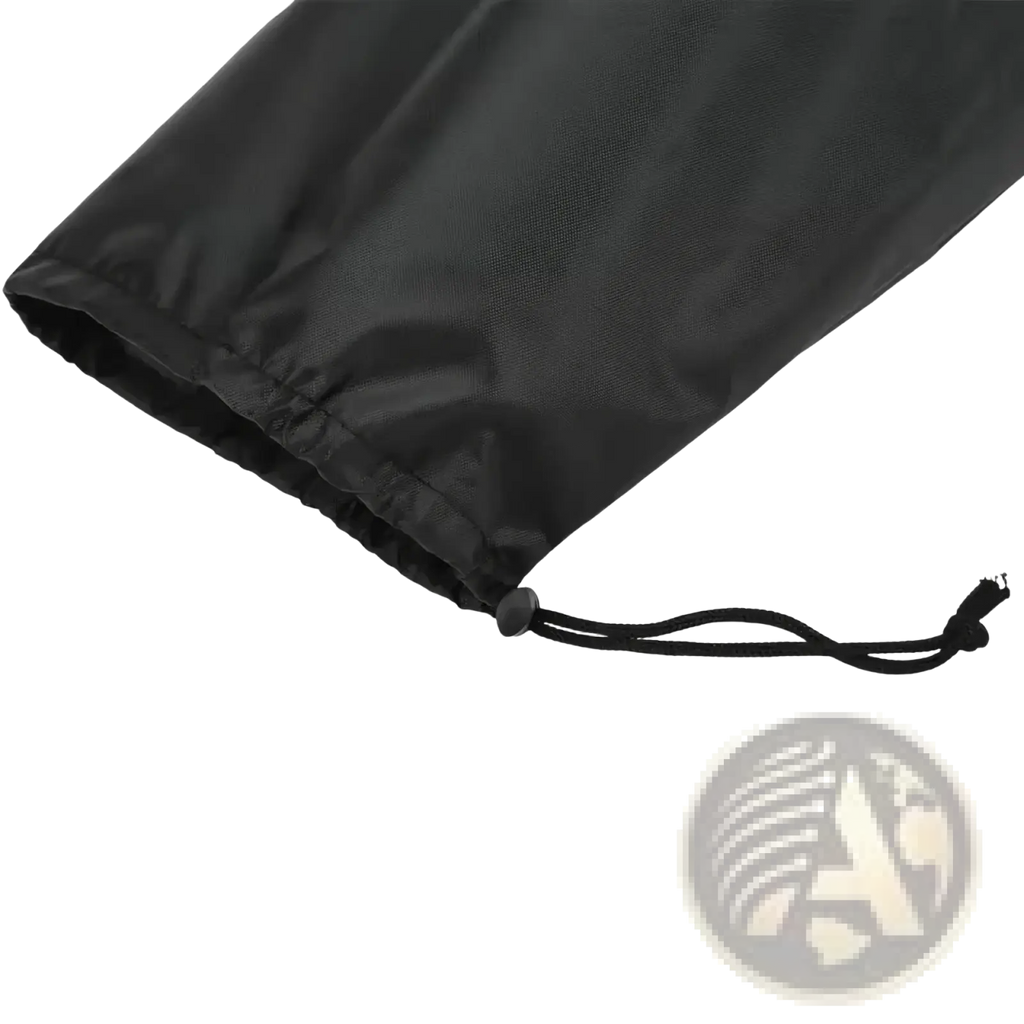 Black drawstring storage bag made of durable nylon fabric with reinforced cord and toggle for ev charger rain cover protection
